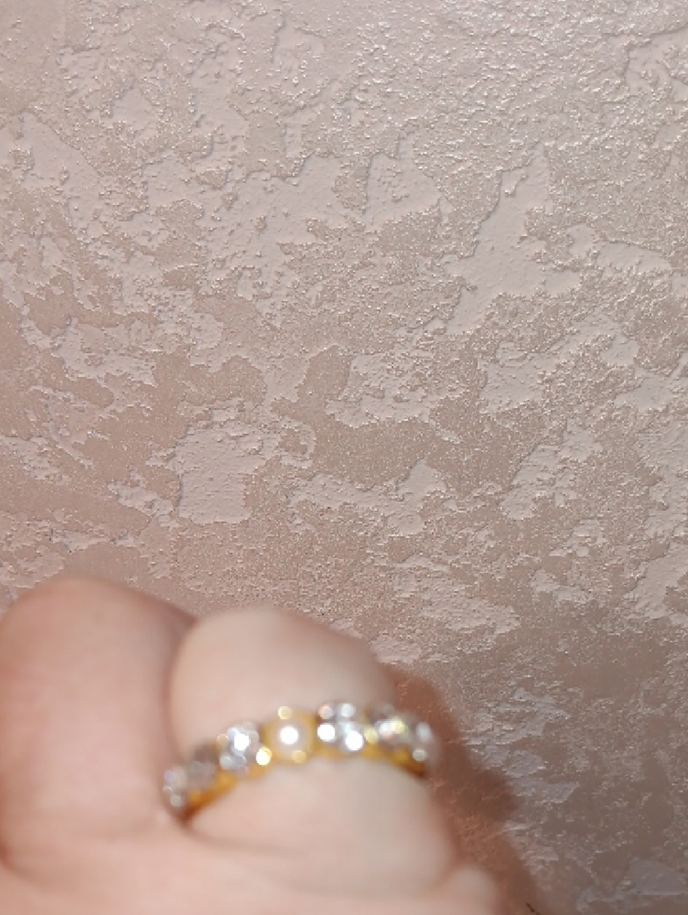 Kurt Geiger Gold Tone Ring with Clear Crystals and Pearls - Picture 6 of 6